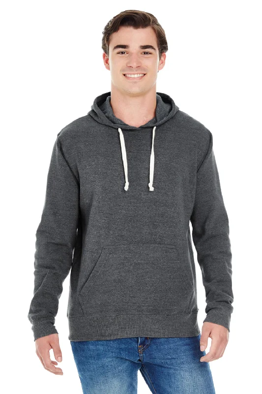 Men's sustainable travel hoodie-J America Mens Fleece Hooded Sweatshirt Hoodie w/ Pouch Pocket - Black