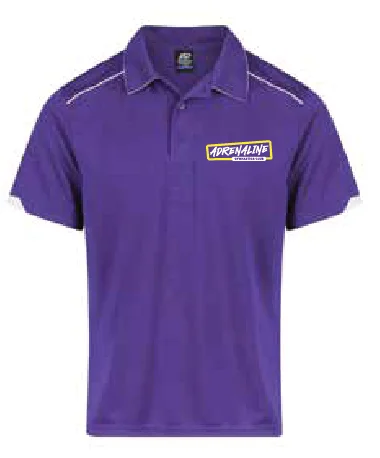 Men's pre-shrunk travel wear polo shirt-Adrenaline Gymnastics Club Supporters Polo - Purple