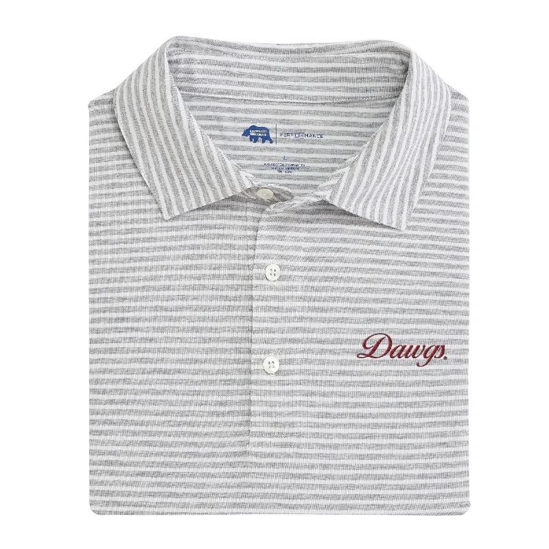 Men's sustainable office polo shirt-Dawgs Vintage Script Row Stripe Icon Polo - Heather Grey