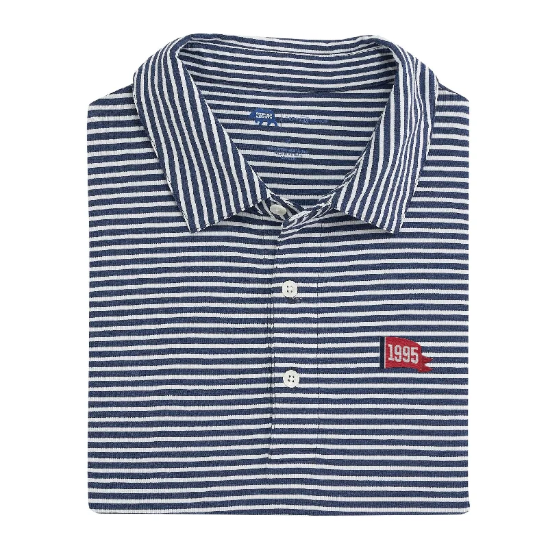 Men's breathable travel polo shirt-1995 World Series Pennant Row Stripe Icon Polo - Classic Navy