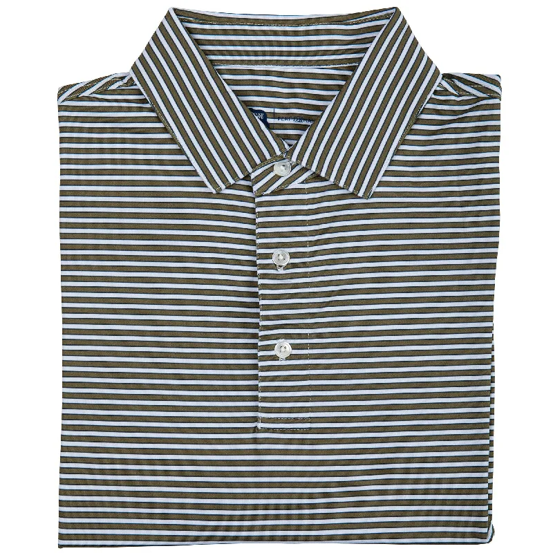 Men's fashion-forward office wear shirt-Mulligan Stripe Performance Polo - Olive Drab/Collegiate Blue