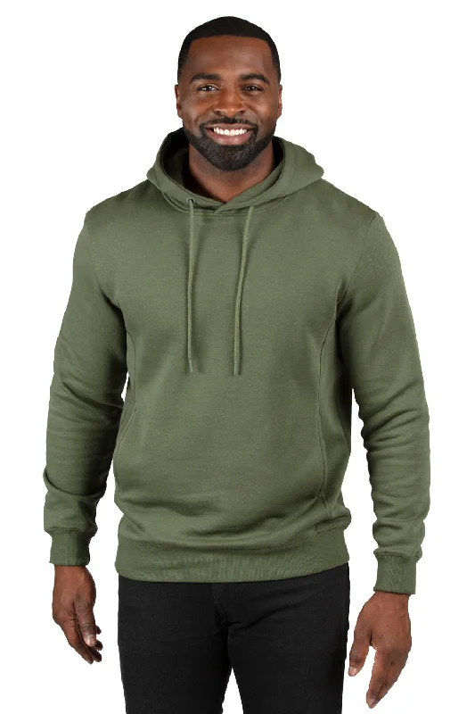 Men's weather-resistant running hoodie-Threadfast Apparel Mens Ultimate Fleece Hooded Sweatshirt Hoodie w/ Pockets - Army Green