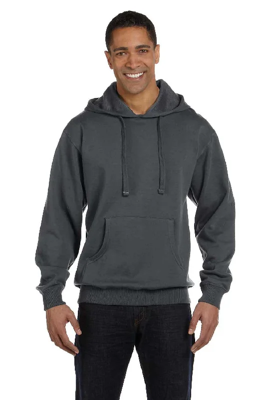 Men's sporty gym hoodie-Econscious Mens Hooded Sweatshirt Hoodie w/ Pouch Pocket - Charcoal Grey