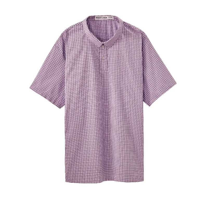 Men's lightweight gym wear polo shirt-Stanton Check Polo Shirt Purple Check