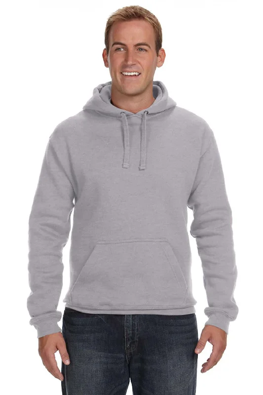 Men's eco-conscious travel hoodie-J America Mens Premium Fleece Hooded Sweatshirt Hoodie w/ Pouch Pocket - Oxford Grey