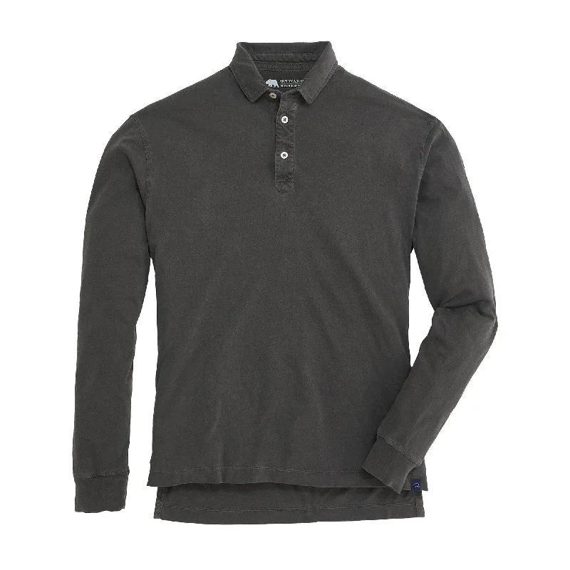 Men's tech-inspired travel wear shirt-Perry Long Sleeve Polo - Black