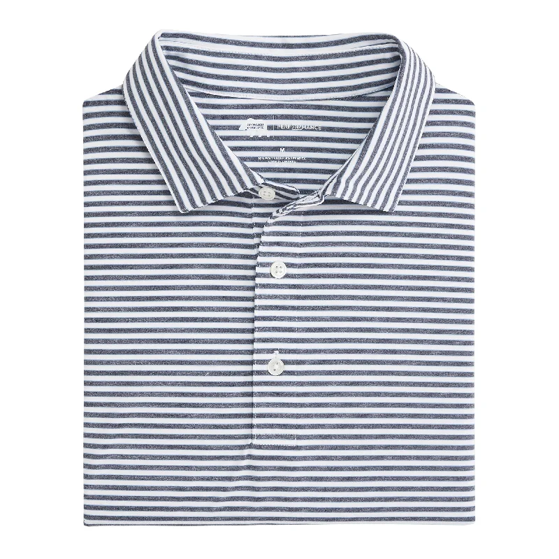 Men's lightweight office wear shirt-Mulligan Stripe Performance Polo - Classic Navy