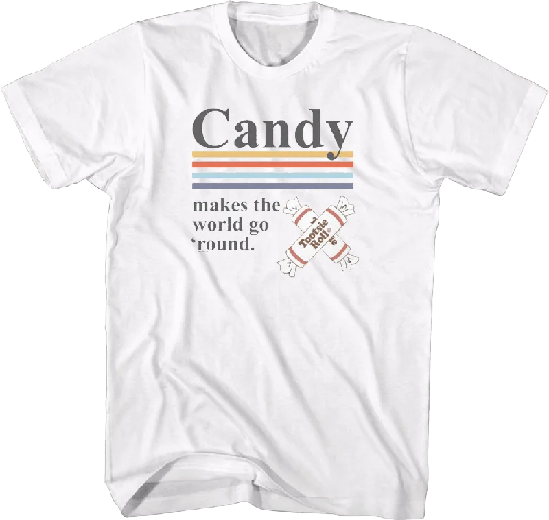 Men's versatile wear t-shirt-Candy Makes The World Go 'Round Tootsie Roll T-Shirt