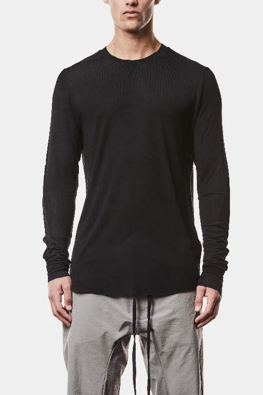 Men's travel sweater-Lightweight long sleeve tee, Black