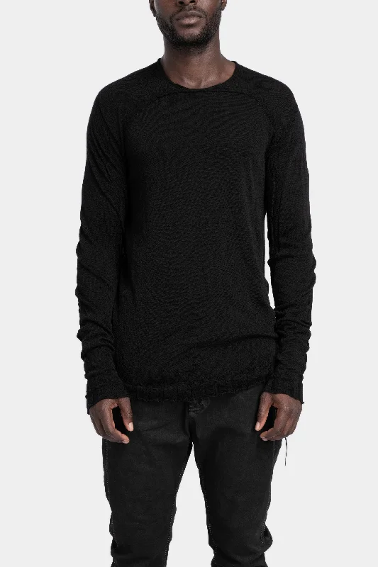 Men's gym sweater-Lightweight slub wool sweater