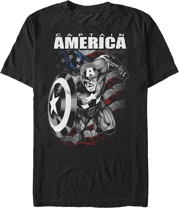 Men's anti-odor t-shirt-Captain America Flag T-Shirt