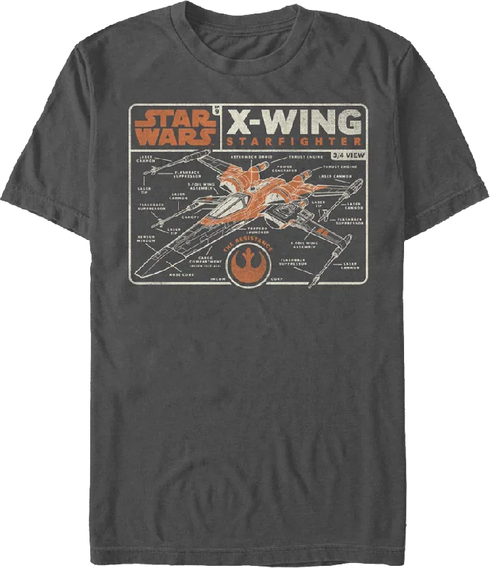 Men's quick-wicking t-shirt-X-Wing Starfighter Schematic Star Wars T-Shirt