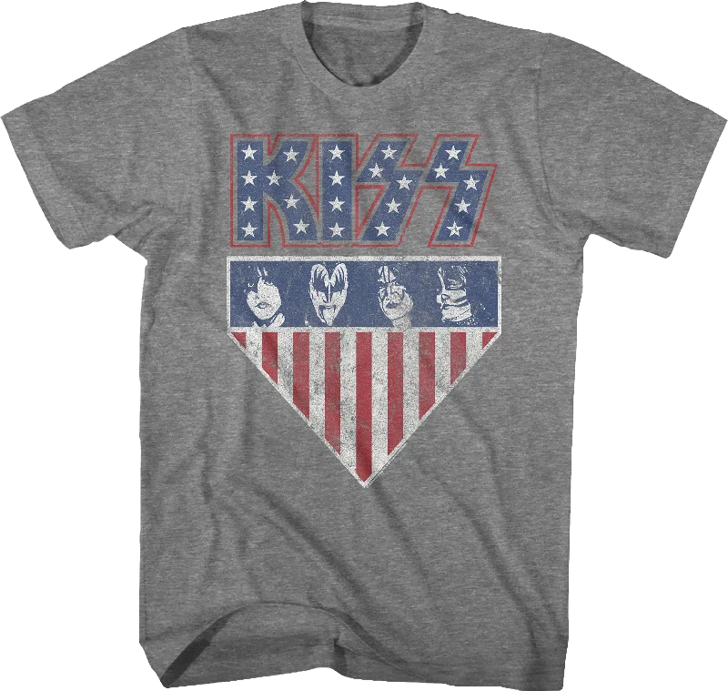 Men's double-layer t-shirt-Stars And Stripes KISS T-Shirt