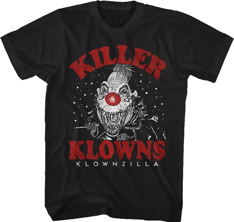 Men's wrinkle-resistant casual t-shirt-Klownzilla Klose-Up Killer Klowns From Outer Space T-Shirt