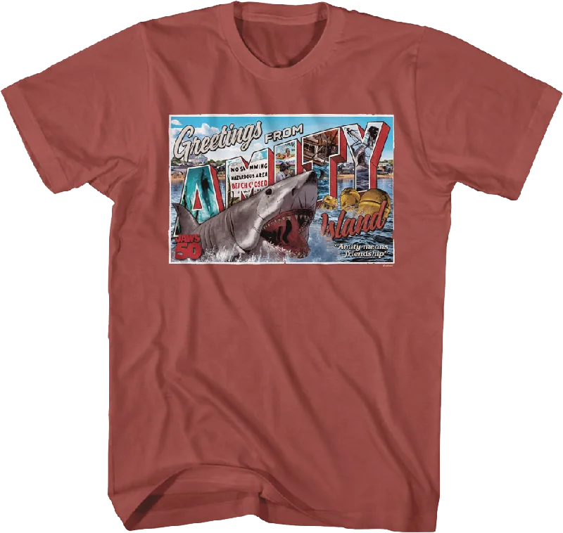 Men's cozy fit t-shirt-50th Anniversary Postcard Jaws T-Shirt