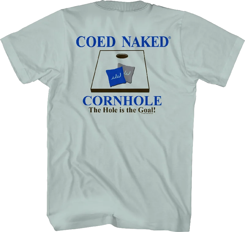 Men's weather-resistant t-shirt-Cornhole Coed Naked T-Shirt