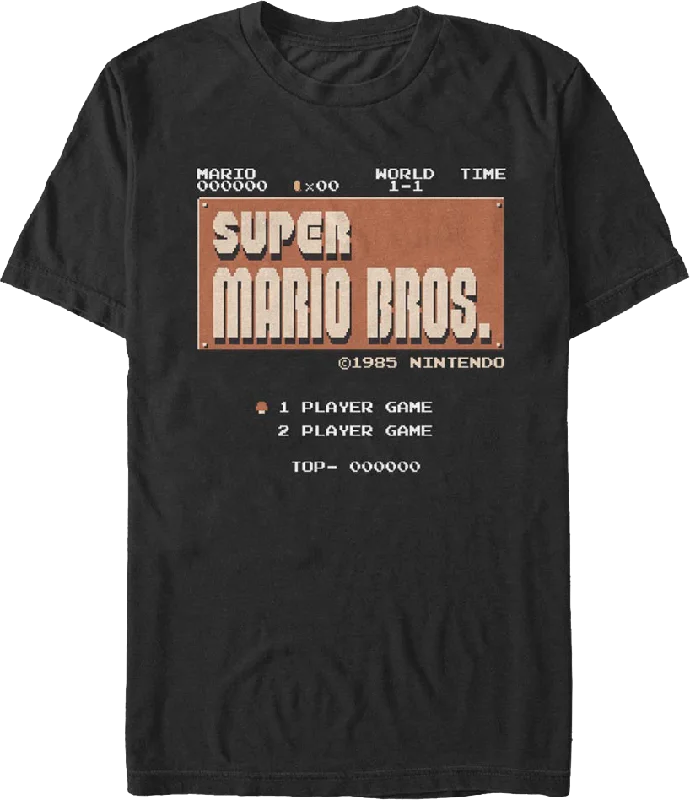 Men's quick-wicking t-shirt-Super Mario Bros. Start Screen Nintendo T-Shirt