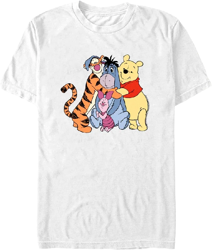 Men's weekend casual t-shirt-Group Hug Winnie The Pooh T-Shirt