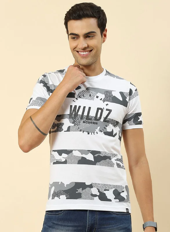 Men's street smart t-shirt-Men White Printed T-Shirt