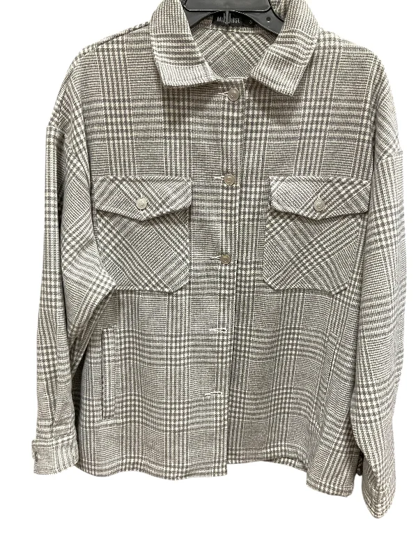 Men's sustainable windbreaker-Jacket Shirt By Clothes Mentor In Grey & White, Size: S