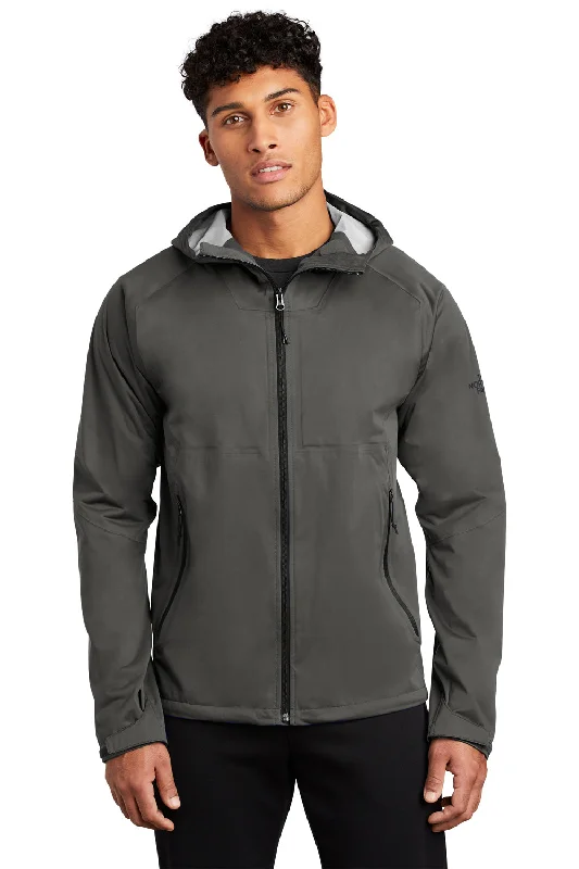 Men's modern leather jacket-The North Face Mens All Weather DryVent Windproof & Waterproof Full Zip Hooded Jacket - Asphalt Grey