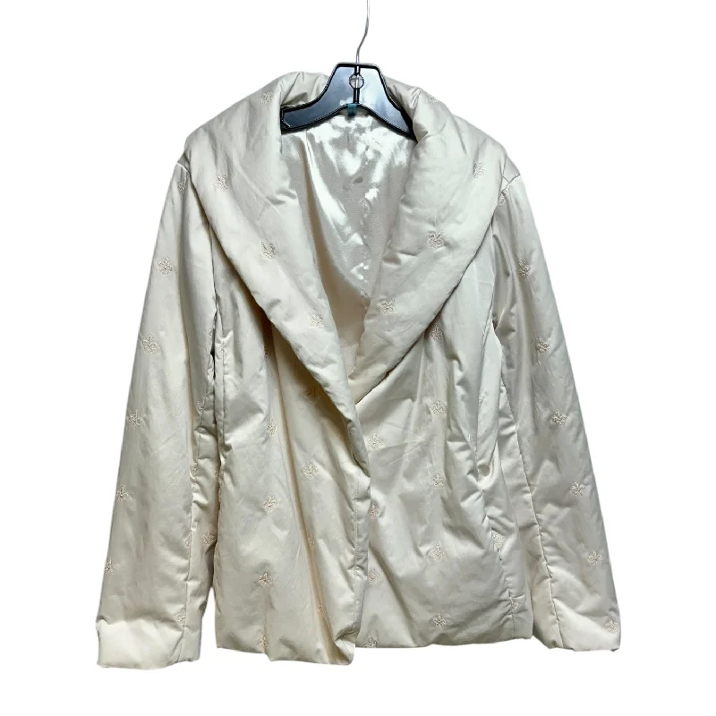 Men's organic leather jacket-Fleur de Lis Jacket Puffer & Quilted By Pow Wow In Cream, Size: 8