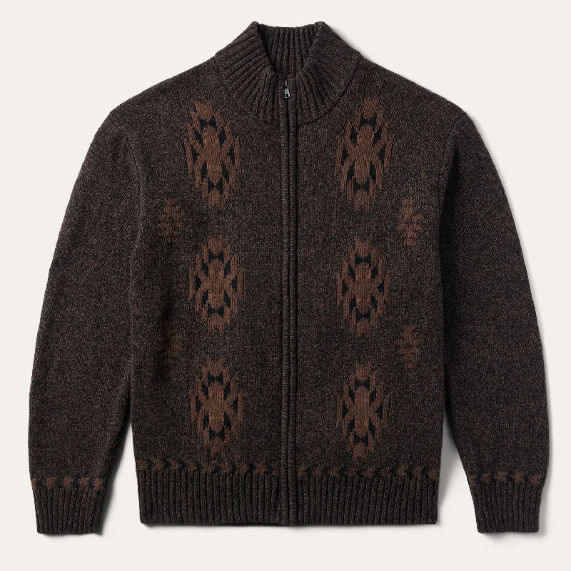 Men's full-zip sweater-Vertical Aztec Cardigan