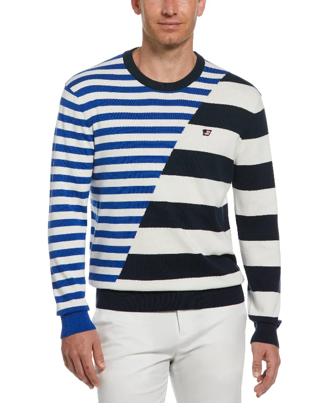 Men's smart casual knit-Double Stripe Crew Neck Sweater