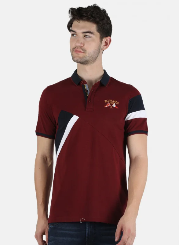 Men's travel-friendly t-shirt-Men Maroon Plain T-Shirt