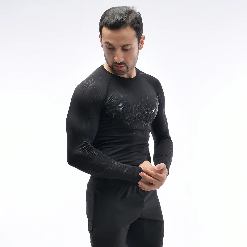 Men's double-layer t-shirt-Shadow Compression Long Sleeve Tee