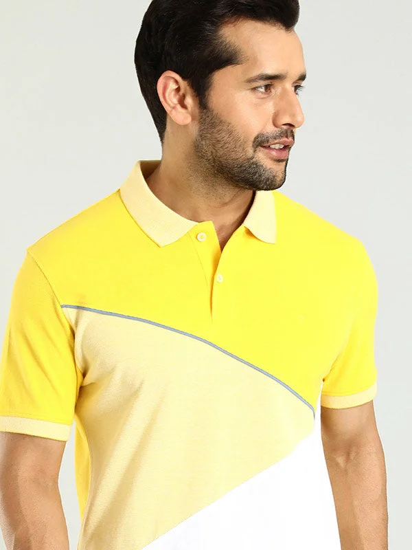 Men's breathable gym polo shirt-Men Color Block Polo T-Shirt