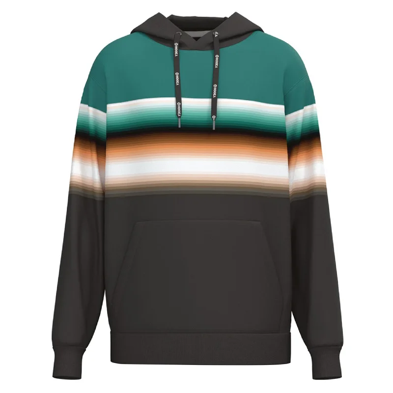 Men's pre-shrunk running hoodie-Hooey Men's Ridge Turquoise & Black Hoodie