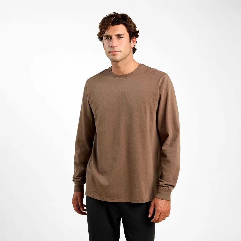 Men's street smart t-shirt-Vintage Cotton Men's Long Sleeve Everyday T-Shirt | Mocha