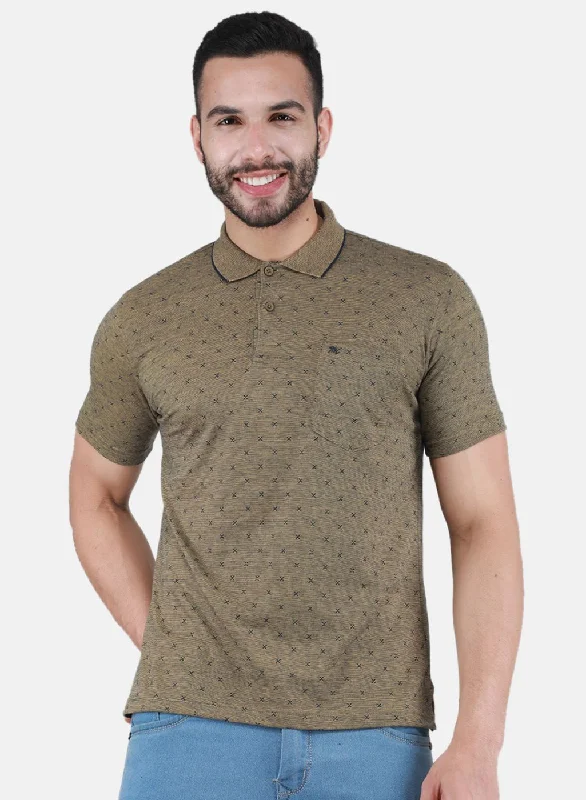 Men's sporty look t-shirt-Men Mustard Printed T-Shirt