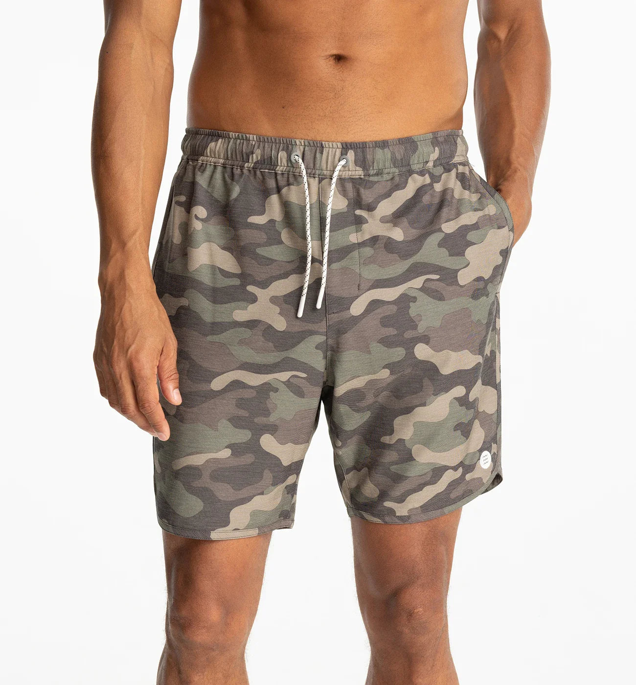 Men's weather-resistant gym shorts-Men's Reverb Short - Woodland Camo Print