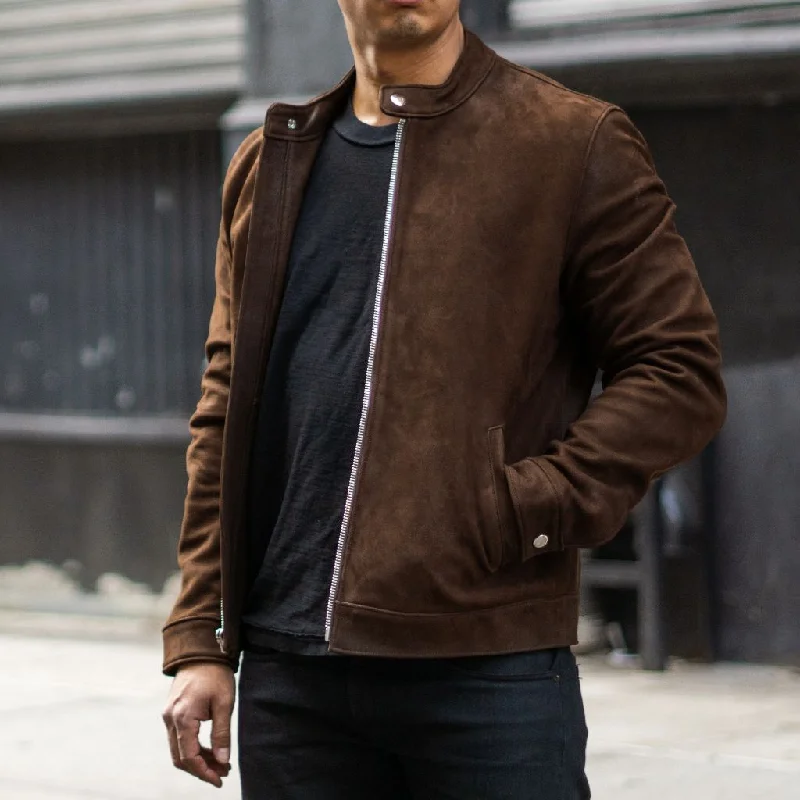 Men's tech-fabric bomber jacket-Racer Jacket | Tobacco