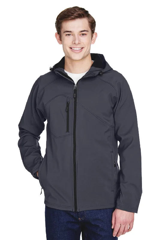 Men's quick-dry utility jacket-North End Mens Prospect Water Resistant Full Zip Hooded Jacket - Fossil Grey