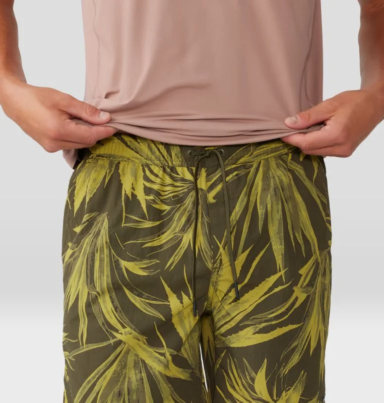 Men's summer gym shorts-Men's Stryder Swim Short - Dark Pine Yucca Print