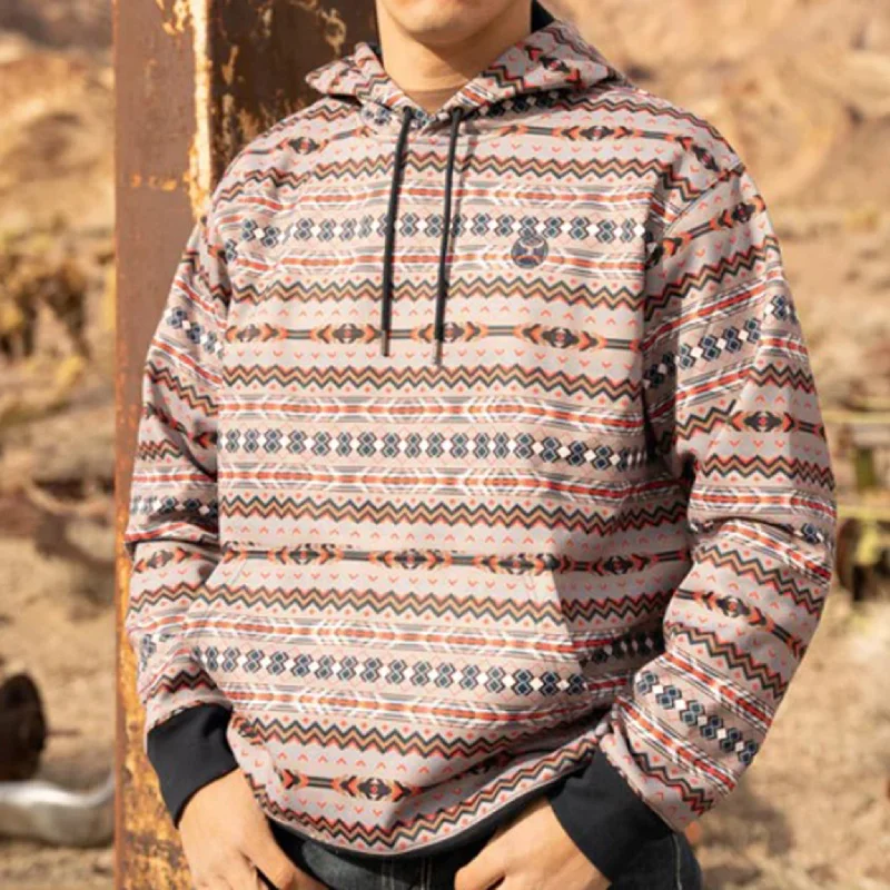 Men's antibacterial gym hoodie-Hooey Men's Mesa Navy Aztec Hoody