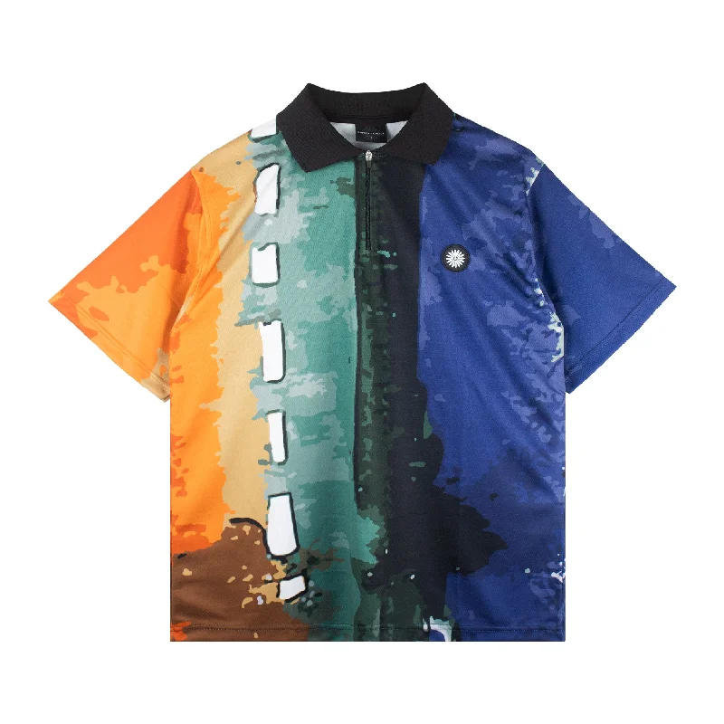 Men's quick-wicking t-shirt-Fisher Ripple Jersey - Multicolor/Orange