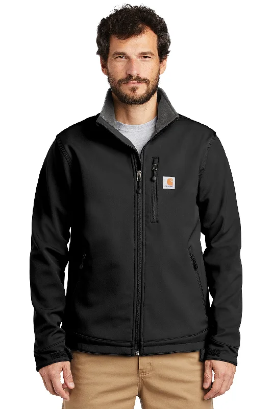 Men's sustainable trench coat-Carhartt Mens Crowley Wind & Water Resistant Full Zip Jacket - Black