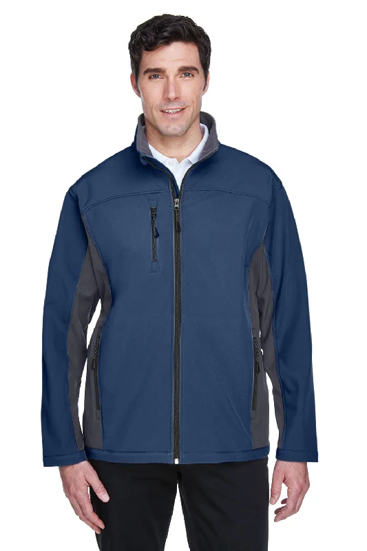 Men's weatherproof performance jacket-Devon & Jones Mens Wind & Water Resistant Full Zip Jacket - Navy Blue/Dark Grey - Closeout