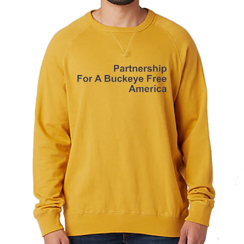 Men's athletic sweatshirt-Partnership for a Buckeye Free America Crew Sweatshirt - Maize