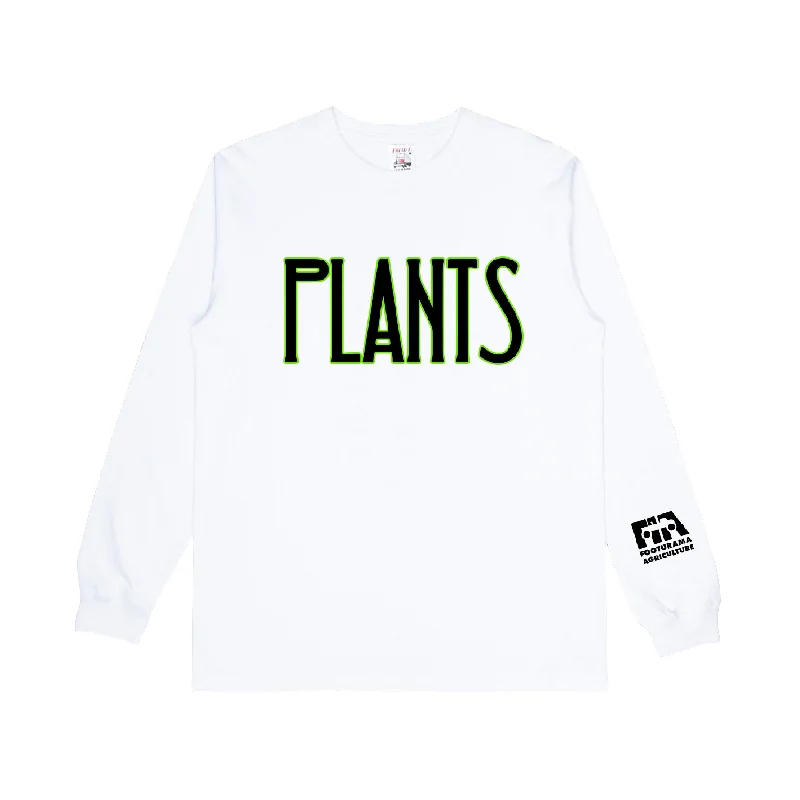 Men's versatile wear t-shirt-Plants LS T-shirt - White