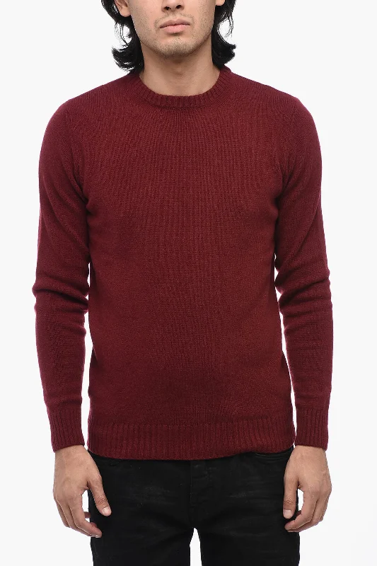 Men's casual pullover-Rifo' SUGAR Solid Color Wool and Cashmere Crew-neck Sweater