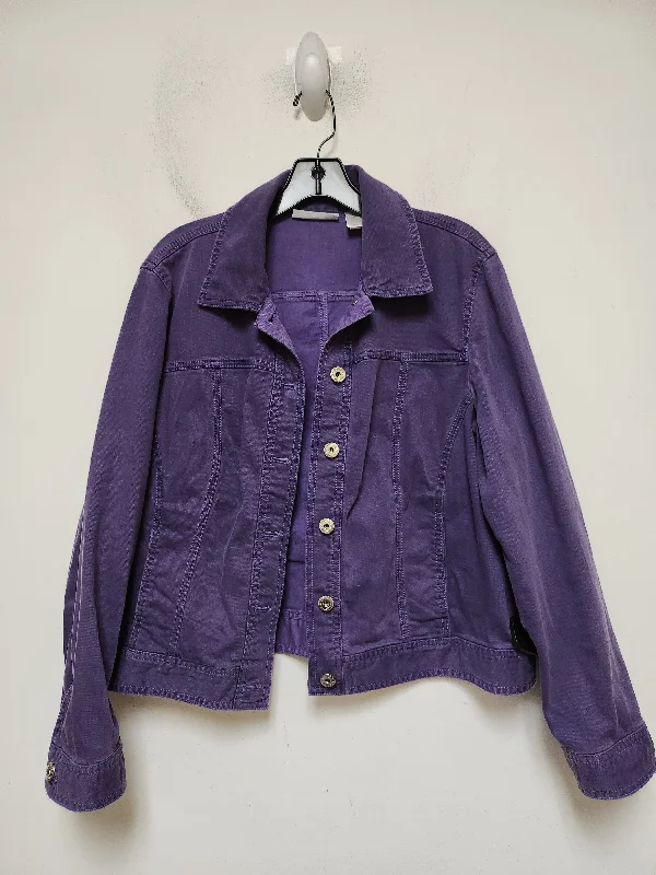 Men's antibacterial field jacket-Jacket Denim By Chicos In Purple Denim, Size: L