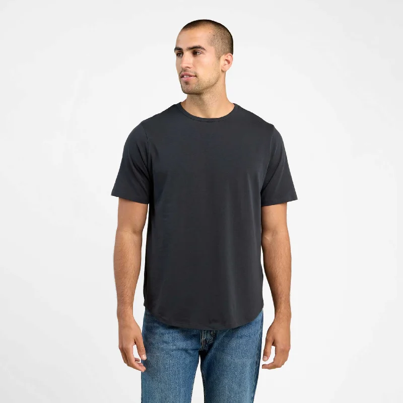 Men's yoga t-shirt-Short Sleeve Curved Hem T-Shirt | Black