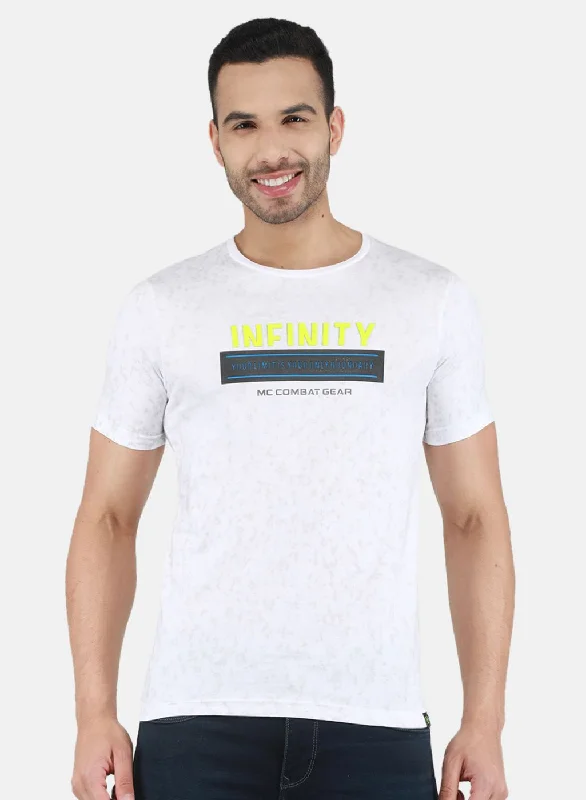 Men's everyday wear t-shirt-Men White Printed T-Shirt