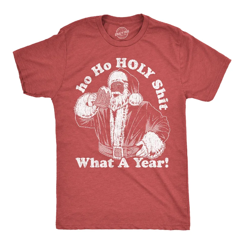 Men's ultra-breathable t-shirt-Ho Ho Holy Shit What A Year Men's T Shirt