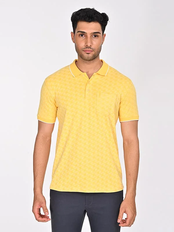 Men's sustainable office polo shirt-Men Printed Polo T-Shirt